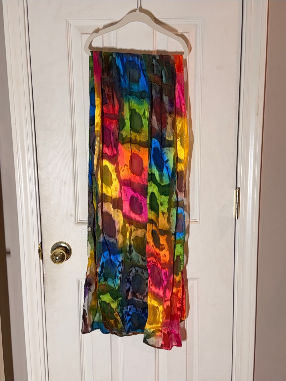 Multicolor Vibrant Silk-Feel Scarf for Home Accents